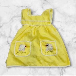Yellow Baby Dress with Bird Embroidery